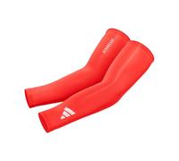 adidas Aeroready Manchons de compression pour bras absorbant l'humidité, légers, respirants, élastiques, réfléchissants, rouge, Small - Medium