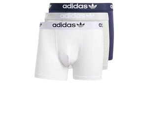 adidas - Boxer Homme - Coton Respirant - 3 Pièces (Gris, Bleu, Blanc S)