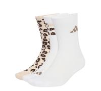 adidas Mixte Leo Graphic Socks 3 Pair Pack Socks, Crystal Linen/Khaki Six/dark brown, S