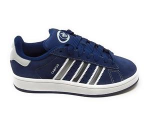 adidas Campus 00s,Chaussures de Sport JR6808 en daim bleu marine avec rayures argentées, semelle en caoutchouc amortisant