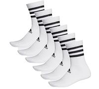 Adidas Chaussettes Unisexe 3 Bandes Crew - Lot de 6, Blanc 3, 42-44