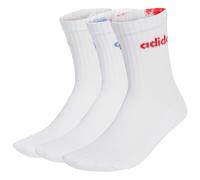 adidas - Cushioned Linear Crew 3-Pack - Chaussettes multifonctions - EU 43-45 - white / powder teal / clear pink / blue fusion