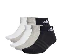 Adidas Chaussettes basses mixtes rembourrées sport 6 paires Gris moyen chiné/Blanc/Noir Taille 4.5-6