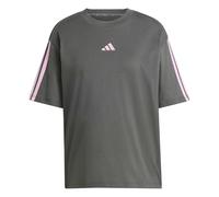 adidas Damen Essentials 3-Stripes Boyfriend T-Shirt, Grey Six/St Tropic Bloom, XXL