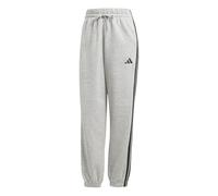 adidas Femme Essentials 3-Stripes Fleece Loose Pants, Medium Grey Heather/Black, S
