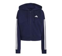 adidas Damen Essentials 3-Stripes French Terry Full Zip Hoodie, Dark Blue/White, XL