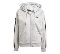 Adidas Damen Essentials 3-Stripes Full-Zip Fleece Hoodie, Medium Grey Heather/Black, M