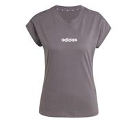 Adidas Damen Essentials Linear Cotton T-Shirt, Grey strata/White, XS