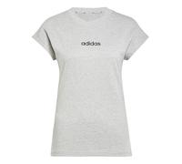 adidas Damen Essentials Linear Cotton T-Shirt, Medium Grey Heather/Black, M