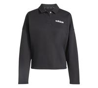 adidas Femme Essentials Linear Fleece Polo Sweatshirt, Black/White, L