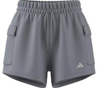 adidas Damen Essentials Small Logo French Terry Cargo Shorts, Halo Silver/White, L