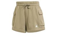 Adidas Damen Essentials Small Logo French Terry Cargo Shorts, Olive Strata/White, S