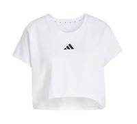 adidas Damen Power Workout Cropped Boxy 3-Stripes Tank, White, XS