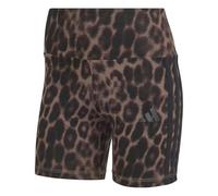 adidas Damen Seasonal Essentials Leopard Print Biker Shorts with 3-Stripes, MULTICOLOR/earth strata, S
