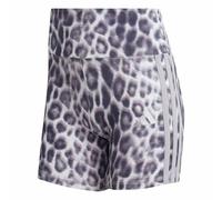 adidas Damen Seasonal Essentials Leopard Print Biker Shorts with 3-Stripes, MULTICOLOR/ice purple, L