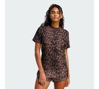 adidas Damen Seasonal Essentials Leopard Print T-Shirt with 3-Stripes, Multicolor/Earth strata, L