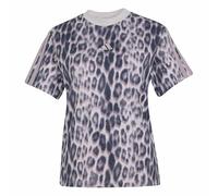 adidas Damen Seasonal Essentials Leopard Print T-Shirt with 3-Stripes, Multicolor/Ice Purple, S