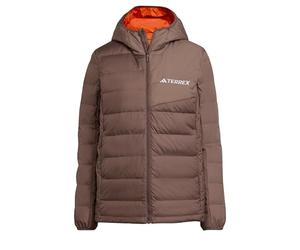 adidas Damen Terrex Multi Light Down CLIMAWARM Hooded Jacket, Earth Strata/Trace Brown, S