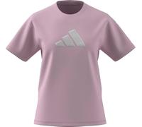 adidas Damen Textured Gingham BIG Logo Graphic T-Shirt, Clear Pink, L