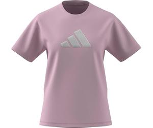 adidas Damen Textured Gingham BIG Logo Graphic T-Shirt, Clear Pink, L