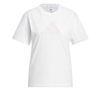 adidas Damen Textured Gingham BIG Logo Graphic T-Shirt, White, L