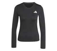 adidas Damen Train Essentials Long Sleeve 3-Stripes Workout Top, Black/White, XS