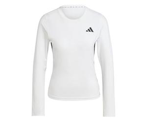 adidas Damen Train Essentials Long Sleeve 3-Stripes Workout Top, White/Black, XXS