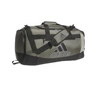 adidas Defender IV Large Duffel, Sports Duffle Men and Women, Durable Gym Bags, Olive Strata Green/Black/Silver Metallic, Medium (66L)