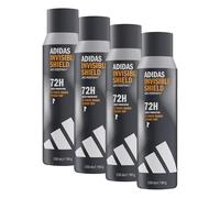 adidas Déodorant spray anti-transpirant Invisible Shield pour homme, Parfum boisé, Protection 72 heures, Doux pour la peau, Formule vegan, 150 ml (Lot de 4)