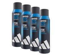 adidas Déodorant spray anti-transpirant Sport Fresh pour homme, Parfum frais, Protection 72 heures, Doux pour la peau, Formule vegan, 150 ml (Lot de 4)