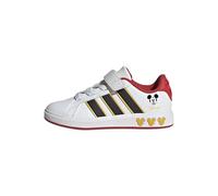 adidas Disney Mickey Mouse Grand Court Shoes Kids Chaussures, Cloud White/Core Black/Bold Gold, 30.5 EU