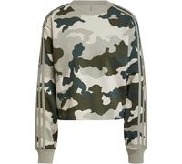 Adidas Essentials 3-Stripes Camo-Print Cropped Sweatshirt Womens Caillou d'argent L (16-18) Female