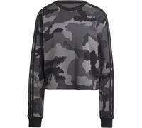 Adidas Essentials 3-Stripes Camo-Print Cropped Sweatshirt Womens Noir L (16-18) Female