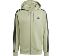 adidas Homme Essentials Fleece 3-Stripes Full-Zip Hoodie, Tent Green F16/BLACK, M