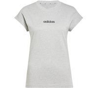 adidas Femme Essentials Linear Cotton T-Shirt, Medium Grey Heather/Black, XS