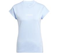 Adidas Damen Essentials Linear Cotton T-Shirt, Glow Blue/White, L