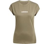 adidas Femme Essentials Linear Cotton T-Shirt, Olive strata/White, M