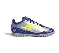 adidas F50 Club Football Boots Turf, Basket Unisexe Enfants, Silver met./Solar Yellow/Lucid Blue,