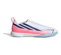 adidas Mixte Enfant F50 Hyperfast League Laceless Indoor Football Kids Shoes, FTWR White/Solar Purple/Solar Turbo, 35 EU