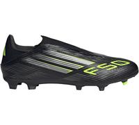 adidas Mixte F50 League Laceless Firm Ground Football Boots Chaussures, Core Black/Iron Metallic/Lucid Lemon, 40 EU