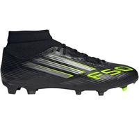 adidas Mixte F50 League Mid Firm Multi Ground Football Boots Chaussures, Core Black/Iron Metallic/Lucid Lemon, 44 2/3 EU