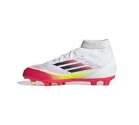 adidas F50 League Mid Football Boots FG/MG Kids Chaussures, Cloud White/Core Black/Solar Yellow, 28 EU
