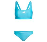 adidas Femme 3 Stripes V-Back Bikini, Lucid Cyan/White, 34