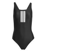 Adidas Femme 3 Stripes V-Back Swimsuit, Black/White, 34