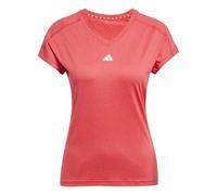 adidas Femme AEROREADY Train Essentials Minimal Branding V-Neck Tee, Pure Ruby/White, XS