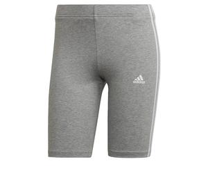Adidas Femme Essentials 3-Stripes Bike Shorts, Medium Grey Heather/White, XS