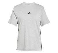 Adidas Femme Essentials 3-Stripes Cotton T-Shirt, Medium Grey Heather/Black, XS