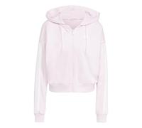 adidas Femme Essentials 3-Stripes French Terry Full Zip Hoodie, Clear Pink/White, XL