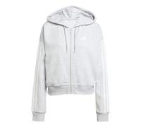 adidas Femme Essentials 3-Stripes French Terry Full Zip Hoodie, Light Grey Heather/White, L