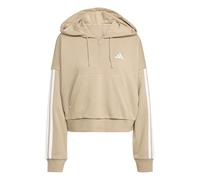 adidas Femme Essentials 3-Stripes French Terry Quarter-Zip Hoodie, Warm Sandstone/White, L